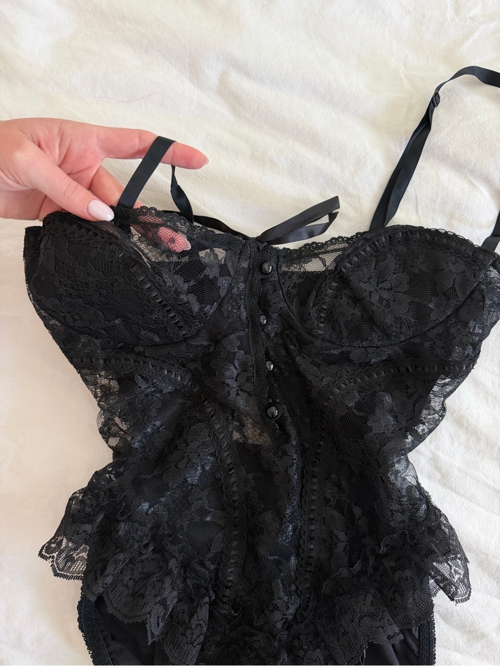 Black Lace Camisole Bodysuit - Women Intimates